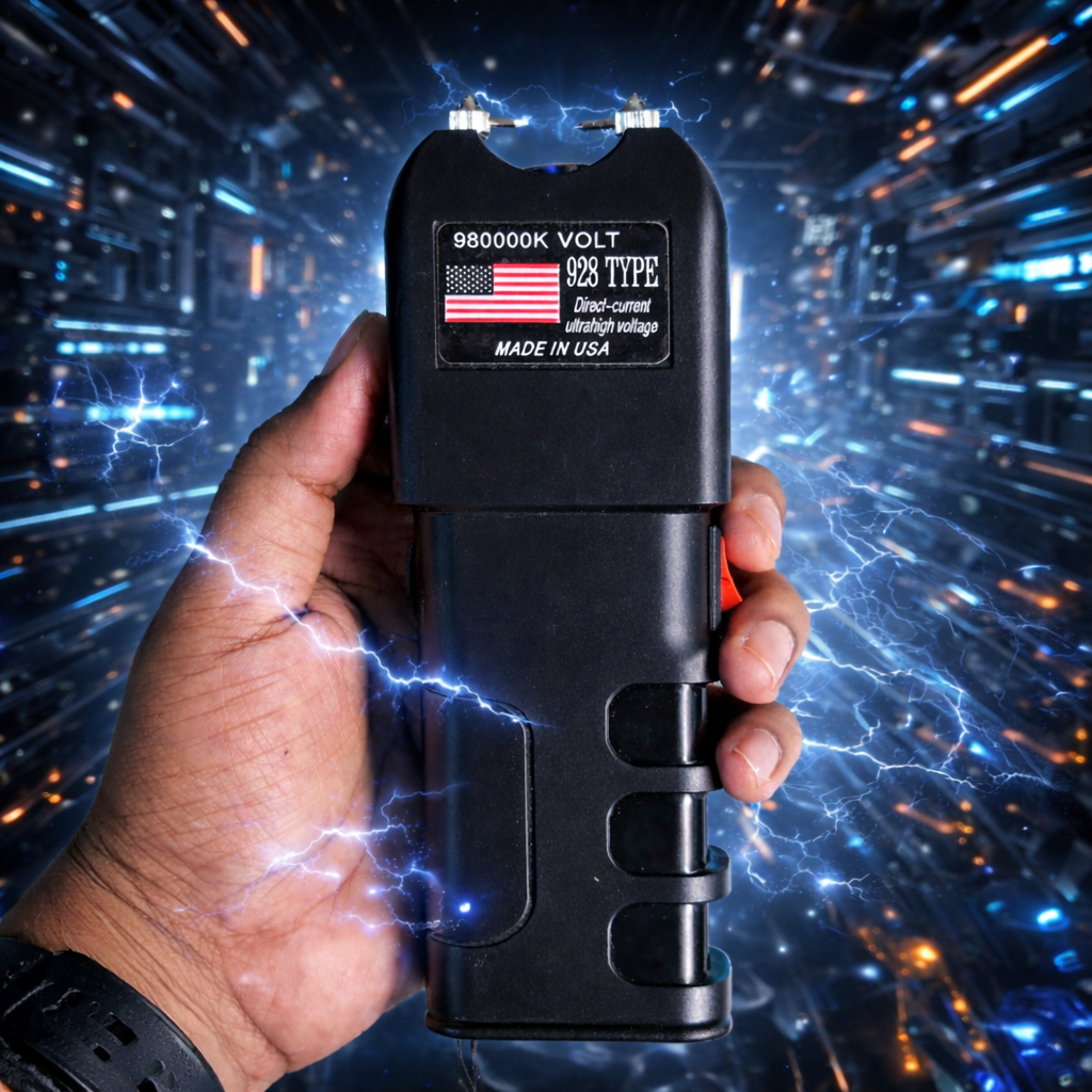 Electric sparks from stun flashlight