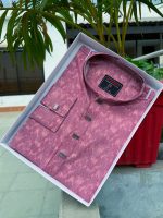 Premium cotton print panjabi for men with stylish snap buttons and cuff design, comfortable traditional wear from Veltrona BD.