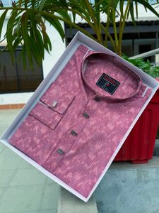 Premium cotton print panjabi for men with stylish snap buttons and cuff design, comfortable traditional wear from Veltrona BD.
